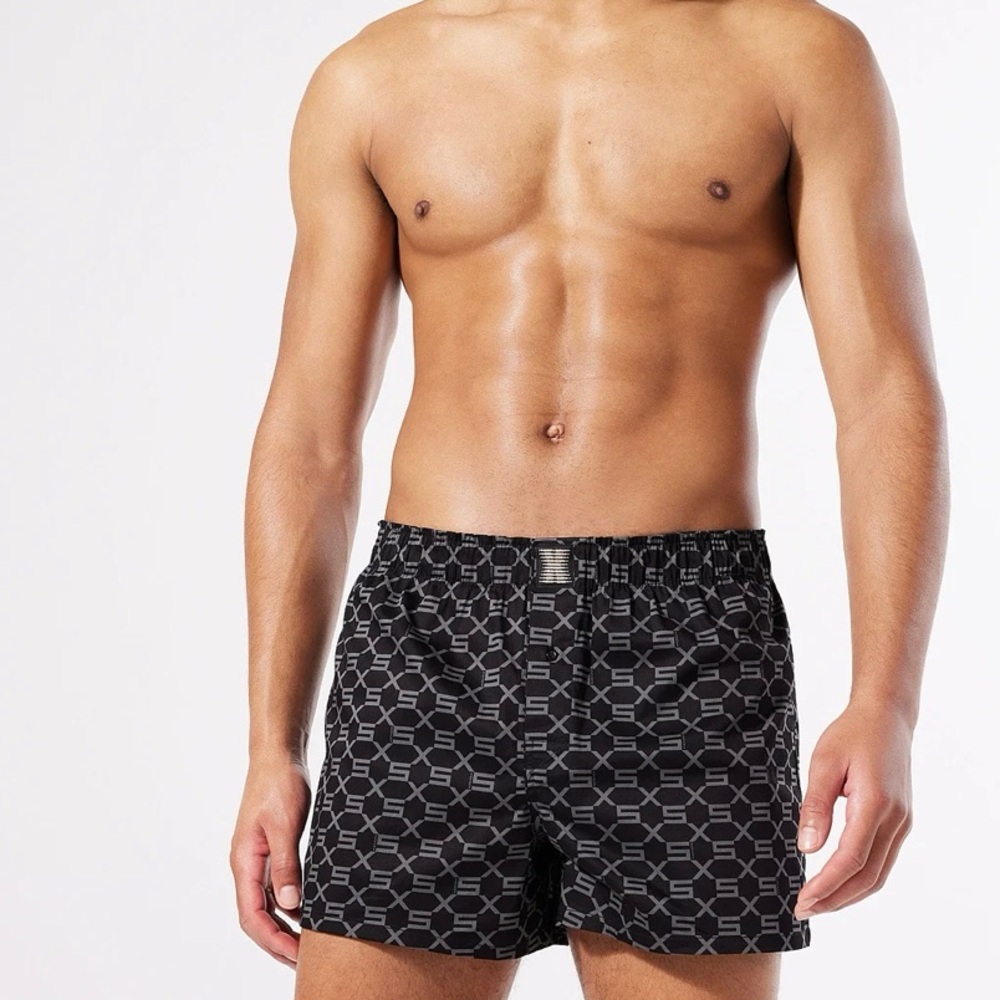 Savage X Cotton Monogram Patterned Boxers Black and White